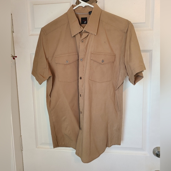 jf j.ferrar Other - J. Ferrar (JF) Men's Short Sleeve Button Down Shirt, Size: Large Color: Tan